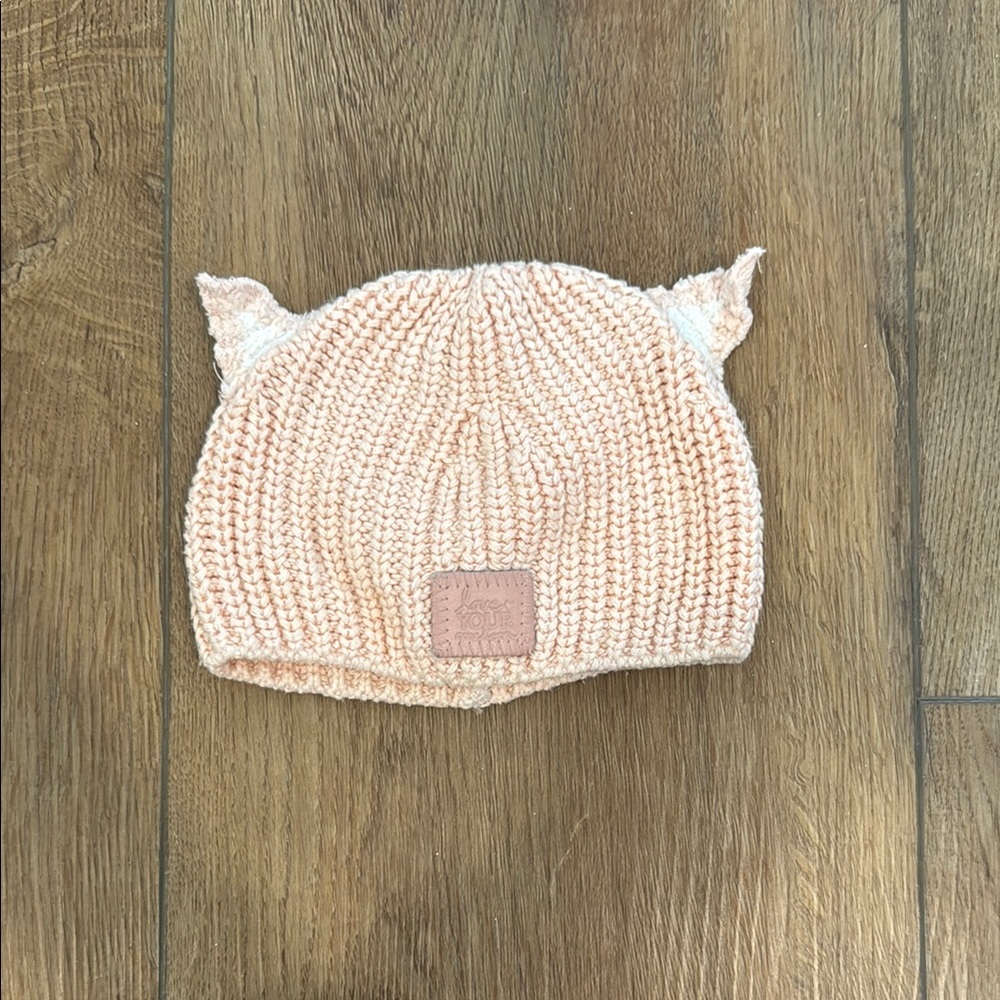 Love Your Melon Knit Cat-Ear Baby Beanie Hat - Peach